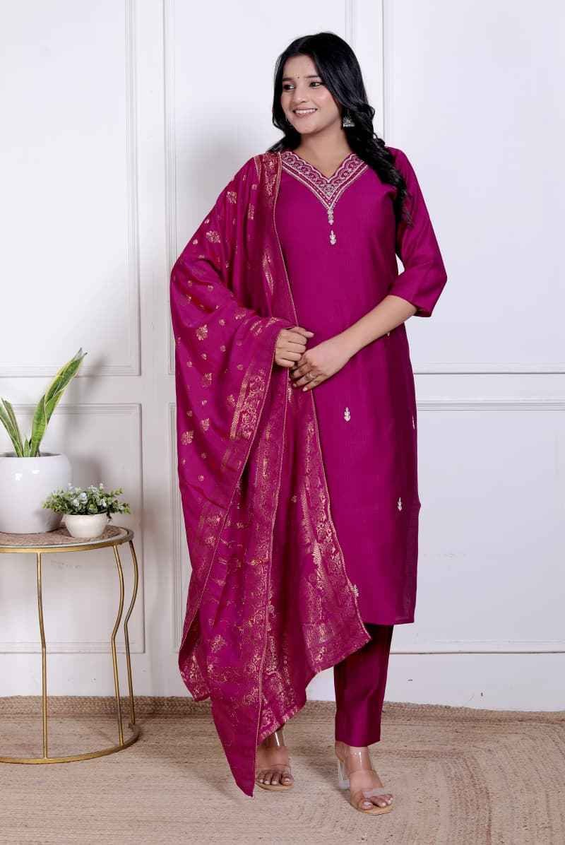 Magenta Zari Elegance Kurta Set